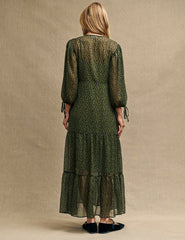 Green Floral Floaty Kait Midi Dress