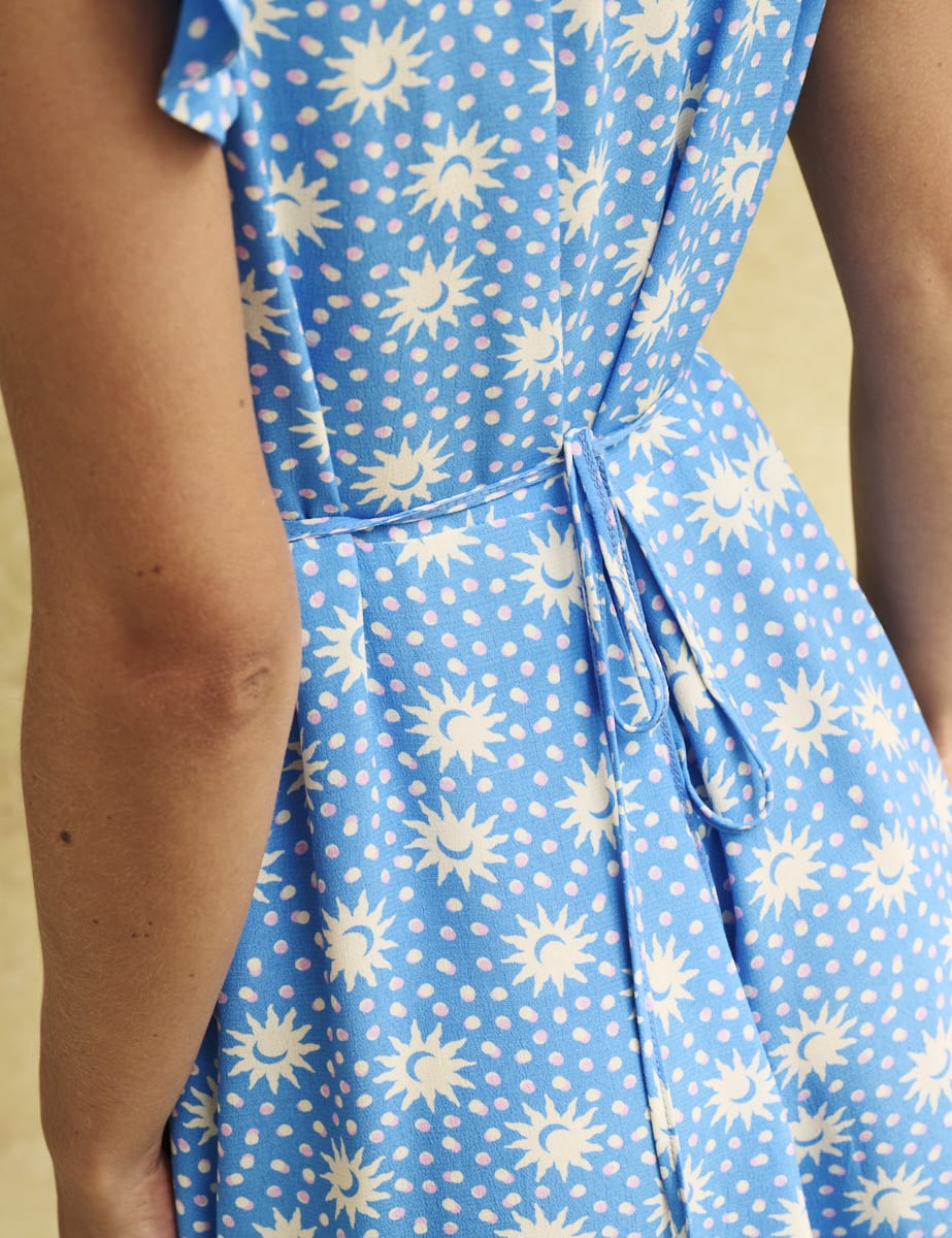 Blue Sun Print Lily Midi Tea Dress