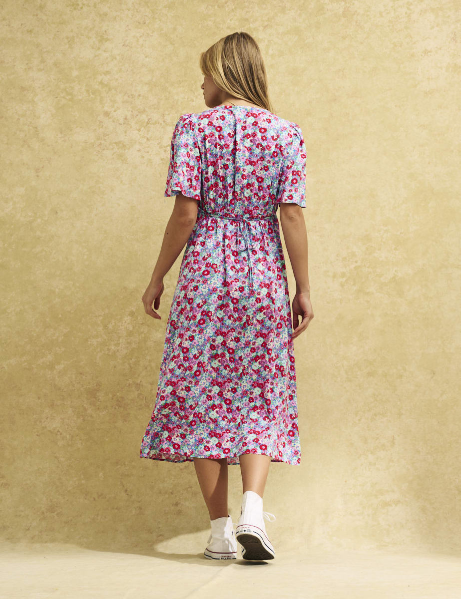 Blue and Pink Floral Dee Dee Midi Dress