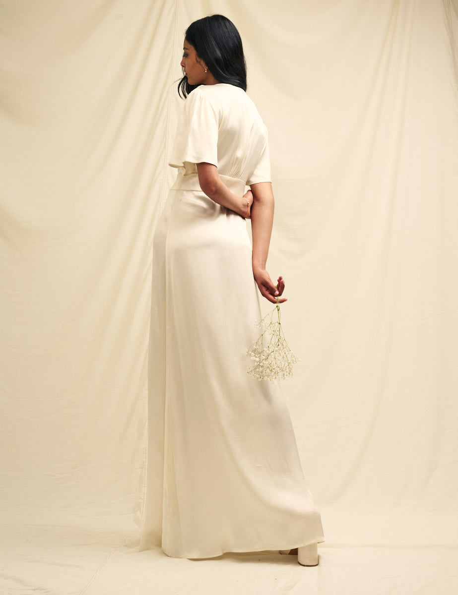 Ivory Satin Erin Bridesmaid Maxi Dress