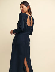 Black Gemma Panelled Waist Midaxi Dress