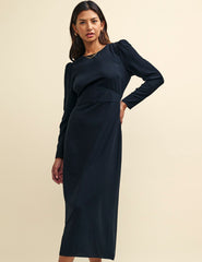 Black Gemma Panelled Waist Midaxi Dress