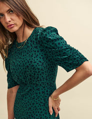 Green Spot Print Evie Midi Dress