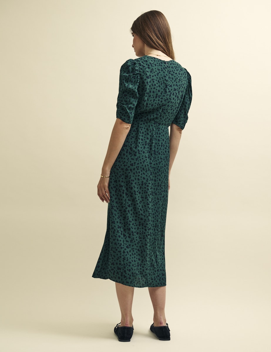 Green Spot Print Evie Midi Dress