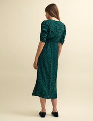 Green Spot Print Evie Midi Dress