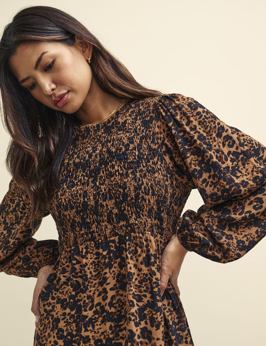 Leopard Print Kelsie Mini Smock Dress