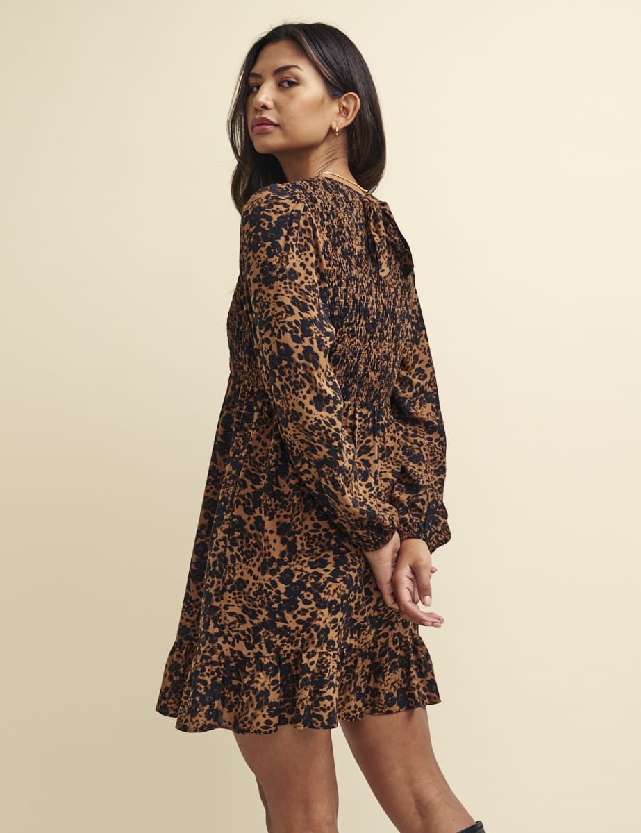 Leopard Print Kelsie Mini Smock Dress