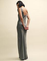 Petite Silver Monika Satin Slip Maxi Dress