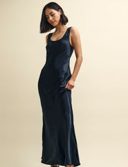 Black Monika Satin Slip Maxi Dress