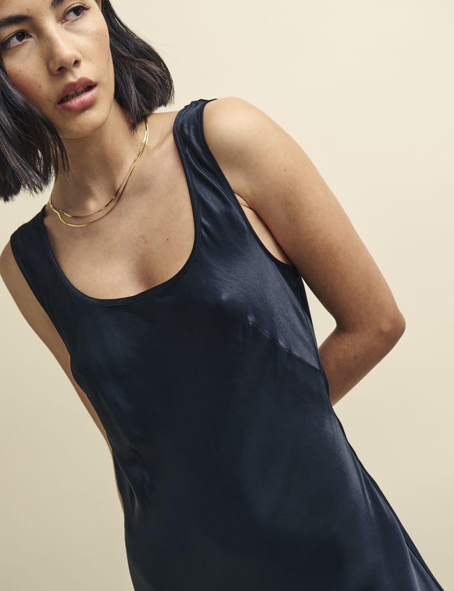 Black Monika Satin Slip Maxi Dress