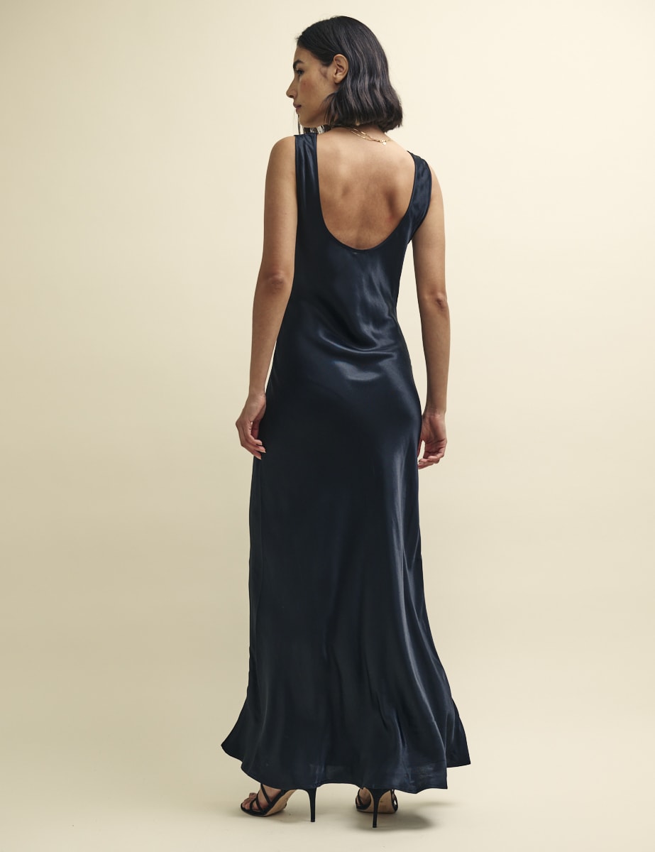 Black Monika Satin Slip Maxi Dress