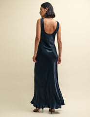 Black Monika Satin Slip Maxi Dress