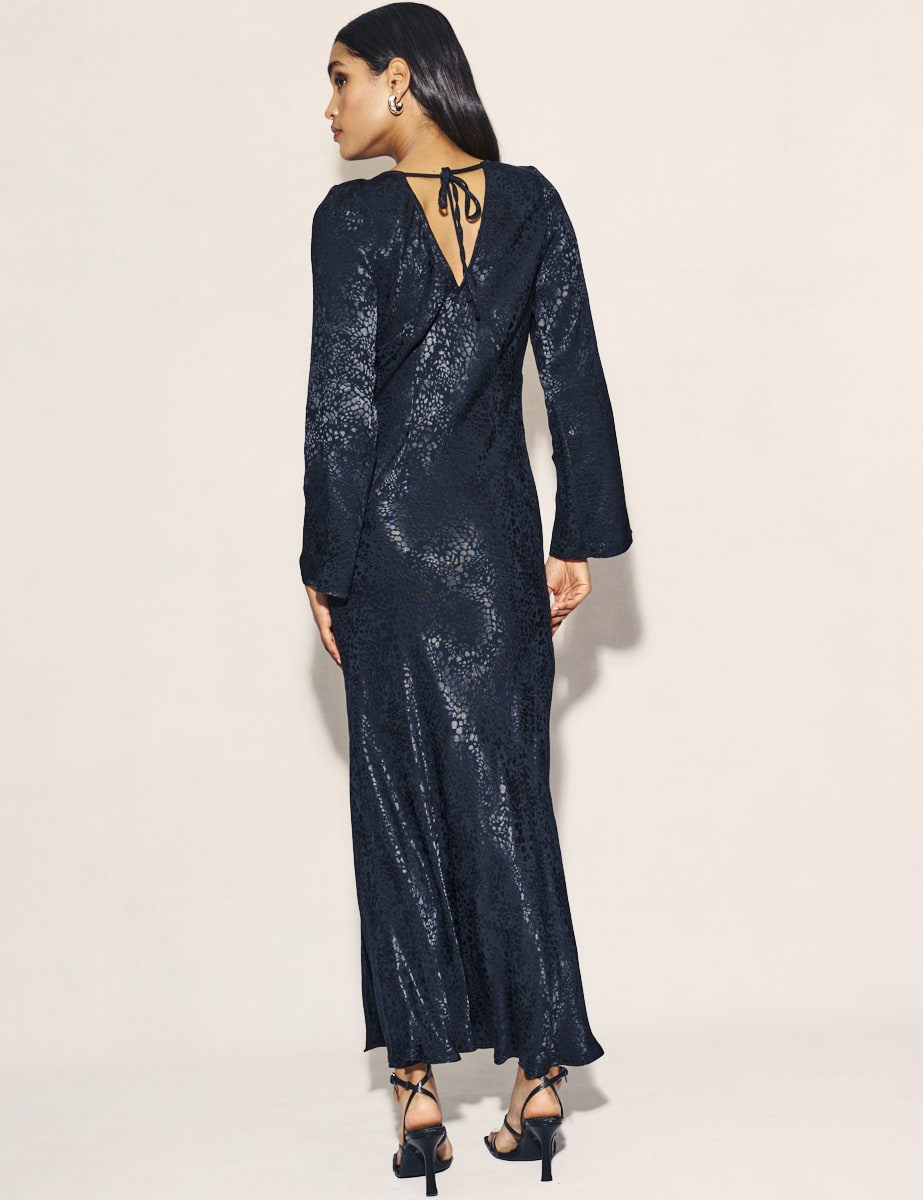Black Satin Jacquard Sydney Maxi Dress