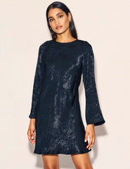 Black Satin Jacquard Sydney Mini Dress