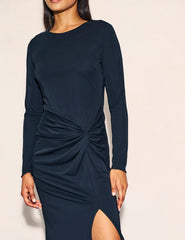 Black Side Slit Gathered Lenka Maxi Dress