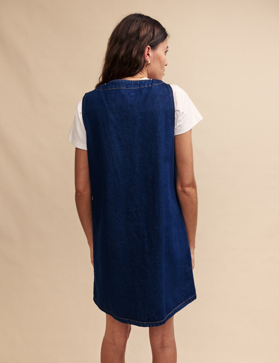 Dark Denim Pinafore Kacey Mini Dress