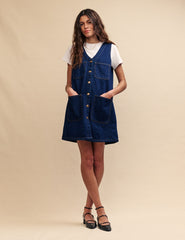 Dark Denim Pinafore Kacey Mini Dress