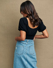 Black Ruched Bodice Oregon Jersey Top