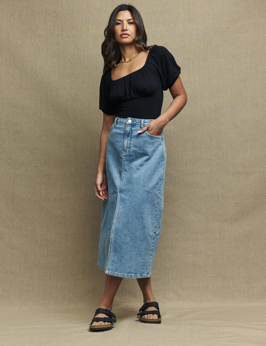 Black Ruched Bodice Oregon Jersey Top