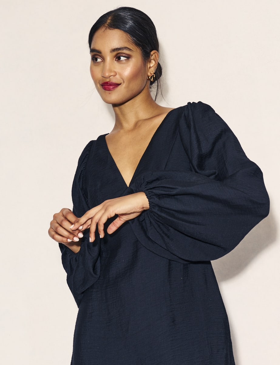 Black V-Neck Zendaya Mini Dress