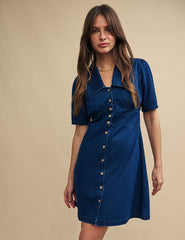 Dark Denim Daisy Collared Mini Dress