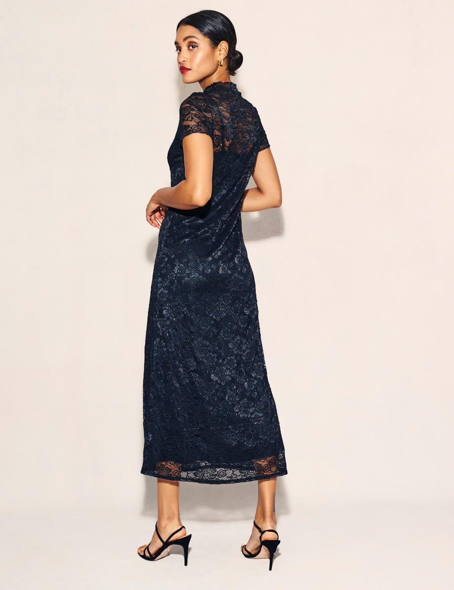 Black Lace Anya Midi Dress