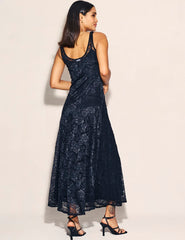 Black Lace Camille Slip Midaxi Dress