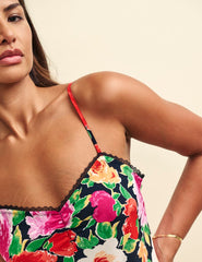 Midnight Floral Orla Lace Trim Slip Midaxi Dress