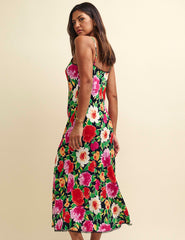 Midnight Floral Orla Lace Trim Slip Midaxi Dress