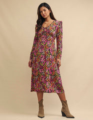 Pink Wildflower Lily Midi Dress