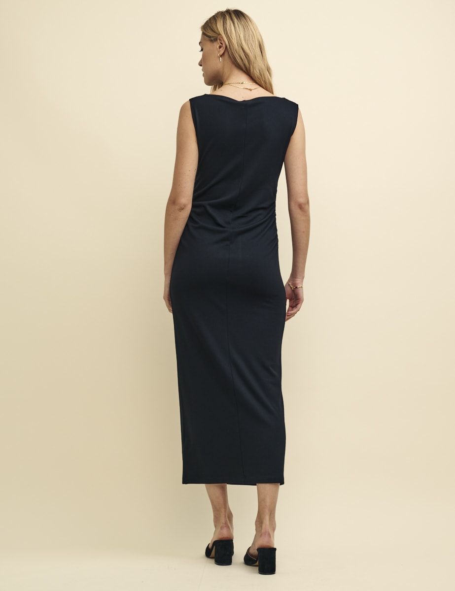 Black Sleeveless Boatneck Luke Midi Dress