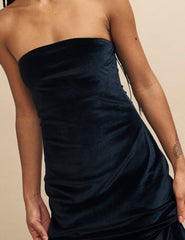Black Velvet Bandeau Midaxi Dress