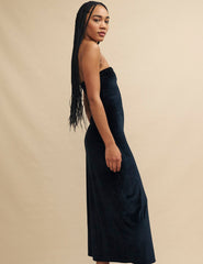 Black Velvet Bandeau Midaxi Dress