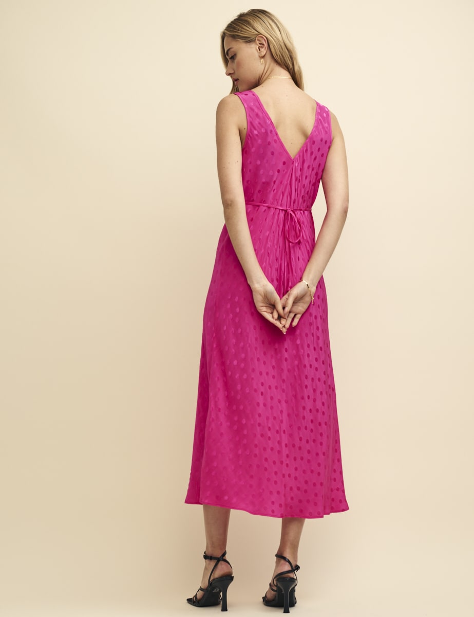 Satin Jacquard Spot Helena Midi Dress