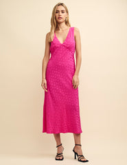 Satin Jacquard Spot Helena Midi Dress