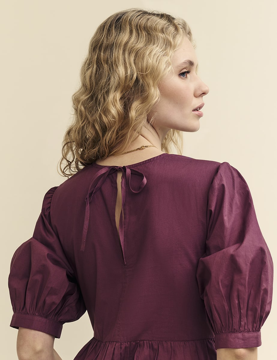 Plum Rochelle Midi Smock Dress