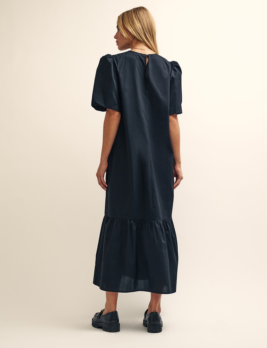 Black Sarah Smock Midi Dress