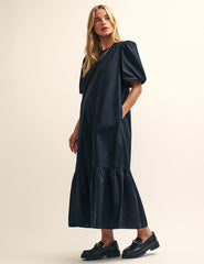 Black Sarah Smock Midi Dress