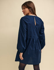 Navy Long Sleeve Issy Mini Smock Dress