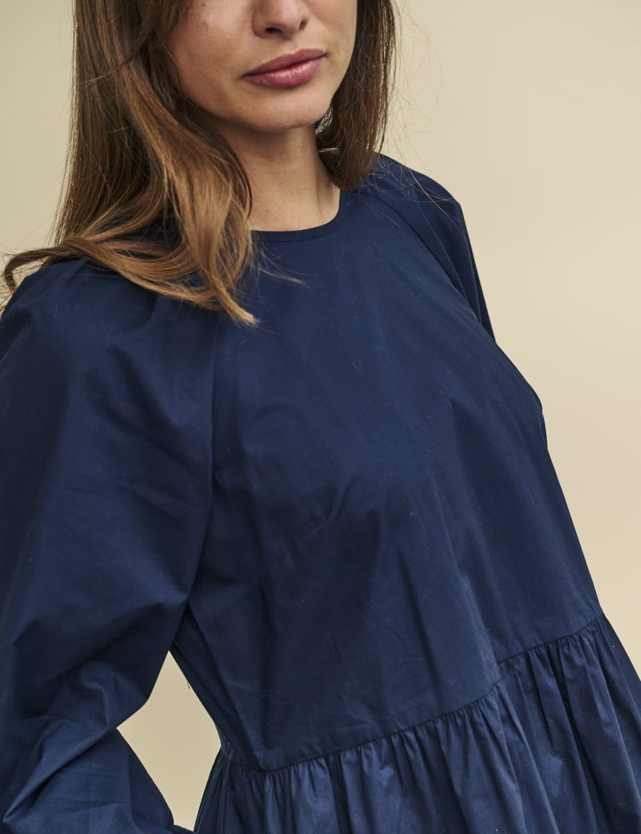 Navy Long Sleeve Issy Mini Smock Dress