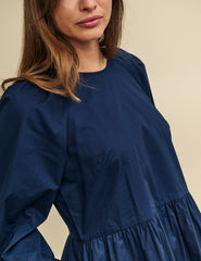 Navy Long Sleeve Issy Mini Smock Dress