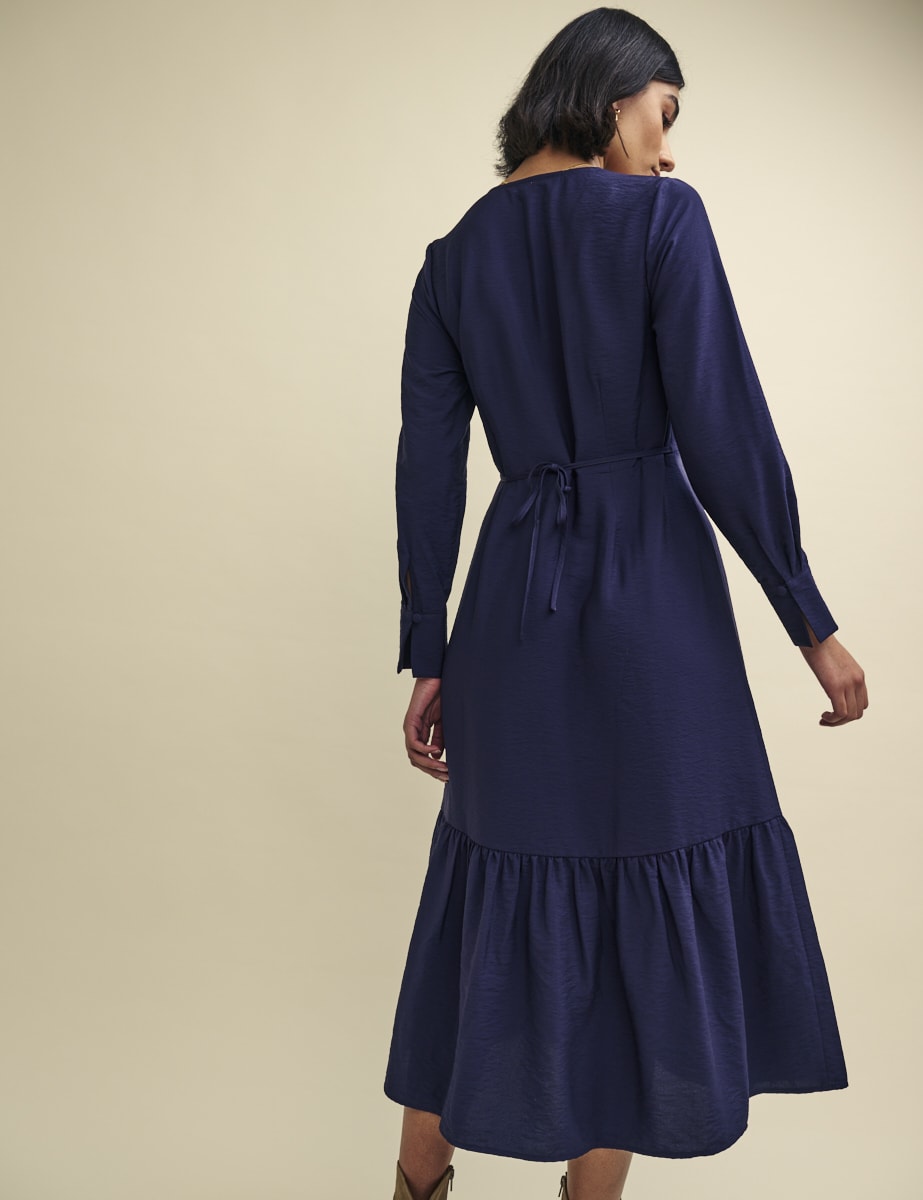 Navy Sam Midi Wrap Dress