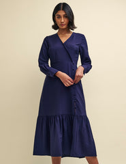 Navy Sam Midi Wrap Dress