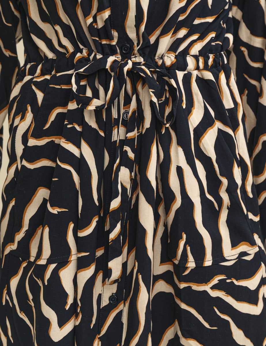 Animal Print Tie Waist Mia Mini Shirt Dress