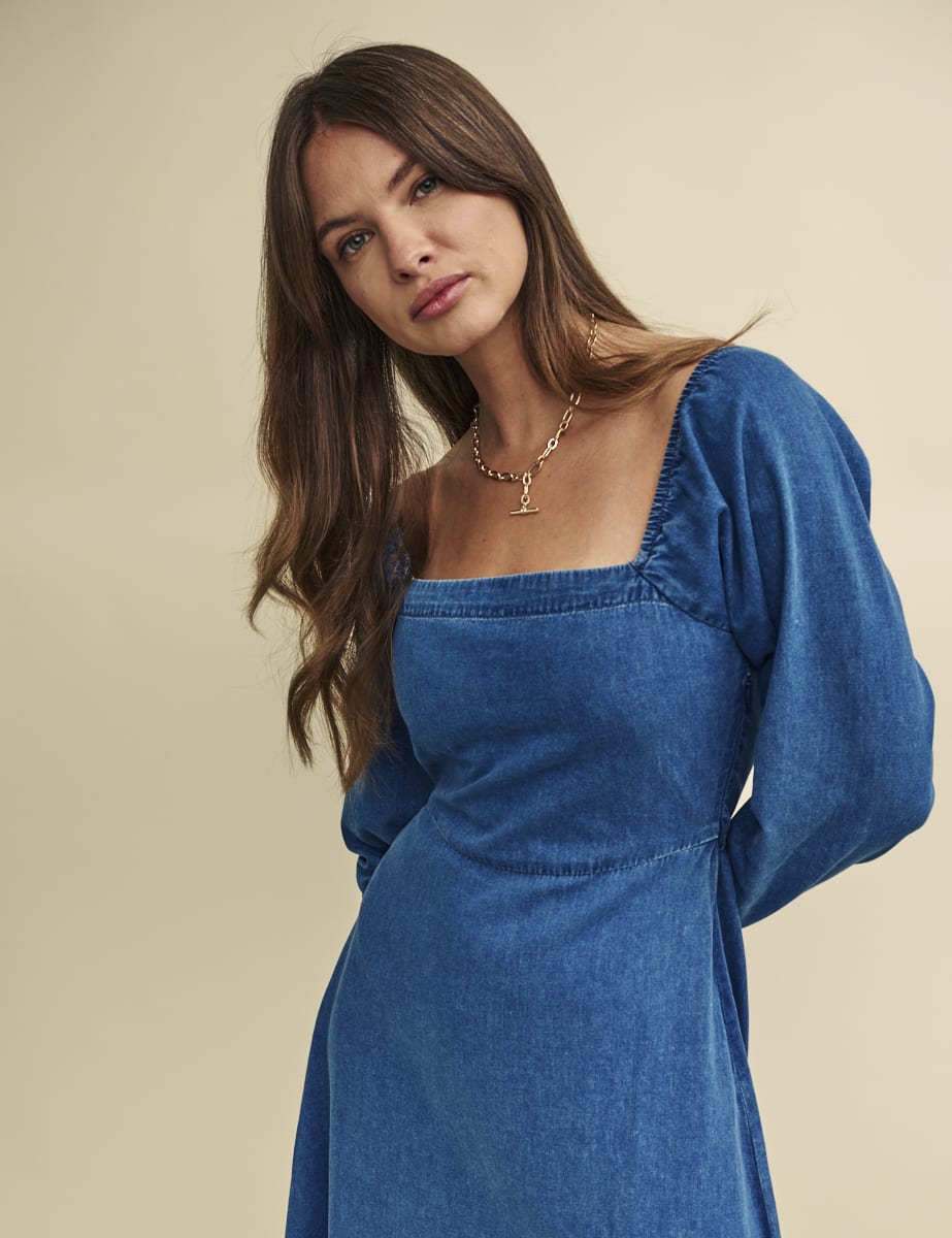 Blue Denim Abby Midi Dress