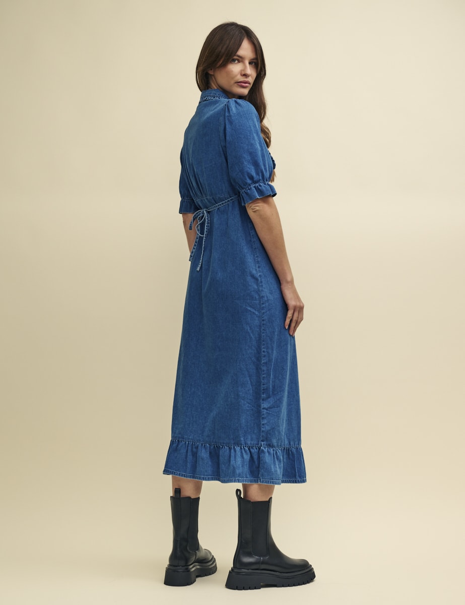 Blue Denim Annalise Collared Midaxi Dress