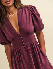 Plum Linen-blend Starlight Midaxi Dress