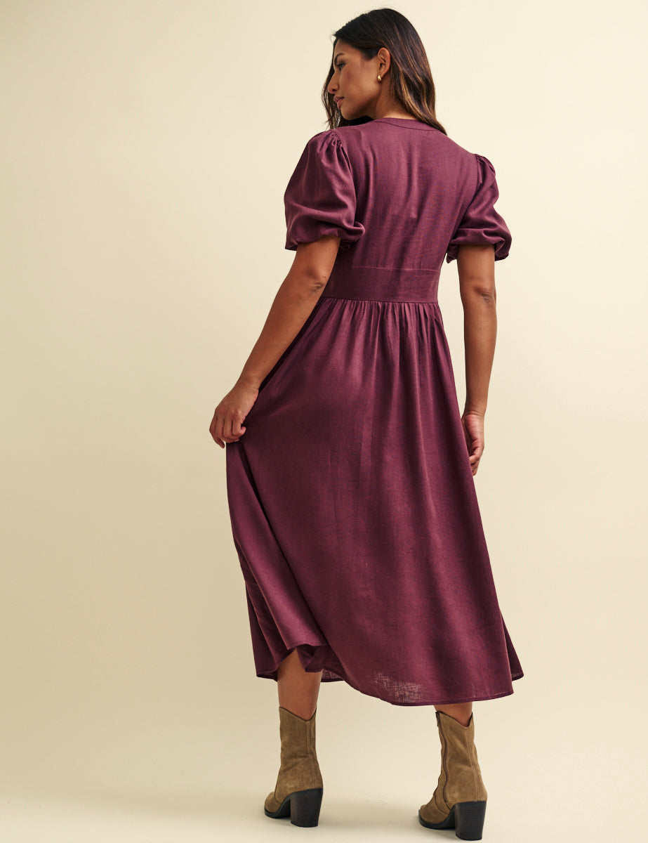 Plum Linen-blend Starlight Midaxi Dress