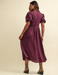 Plum Linen-blend Starlight Midaxi Dress