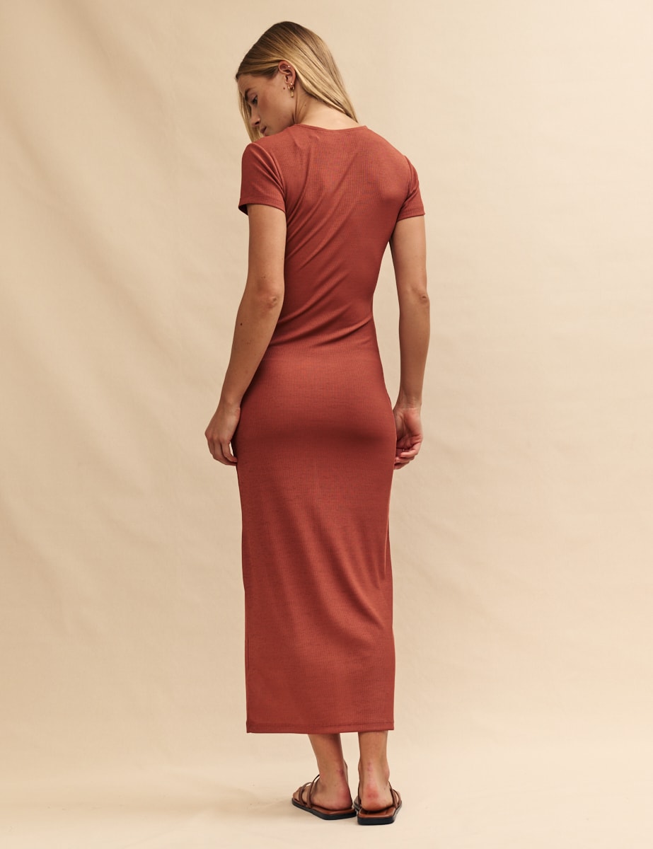 Chestnut Brown Dustin Maxi Jersey Dress